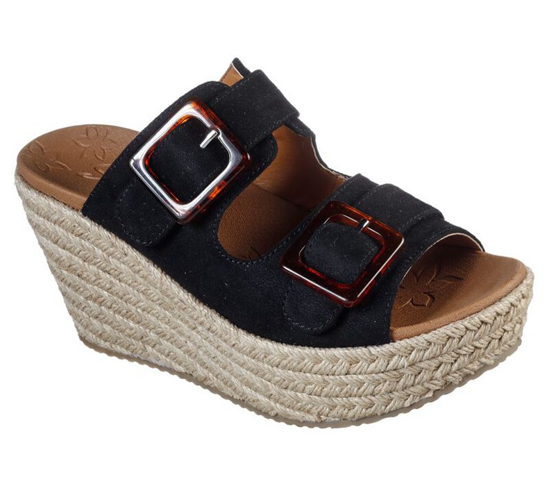 Skechers Dam Svarta Kilar Sandaler - Brit - Mood Shifter - Sverige (ETUGL-0291)